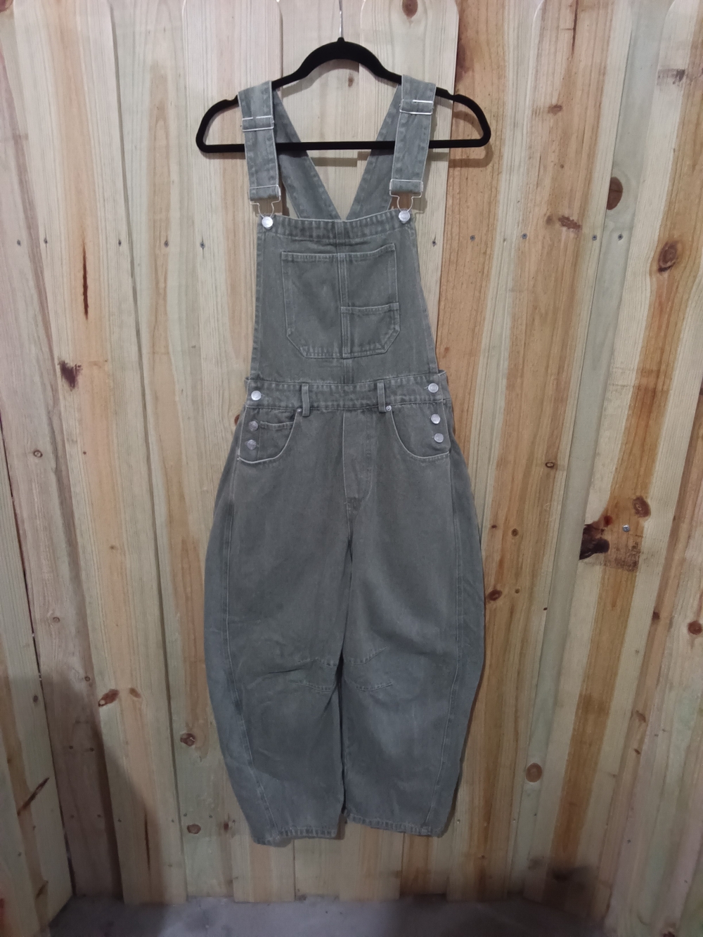 Women’s Vintage Olive Green Denim Overalls ROOLEE NWT With Barrel Legs.